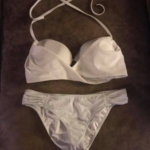Victoria's Secret Wrap Halter Bikini Top WHITE